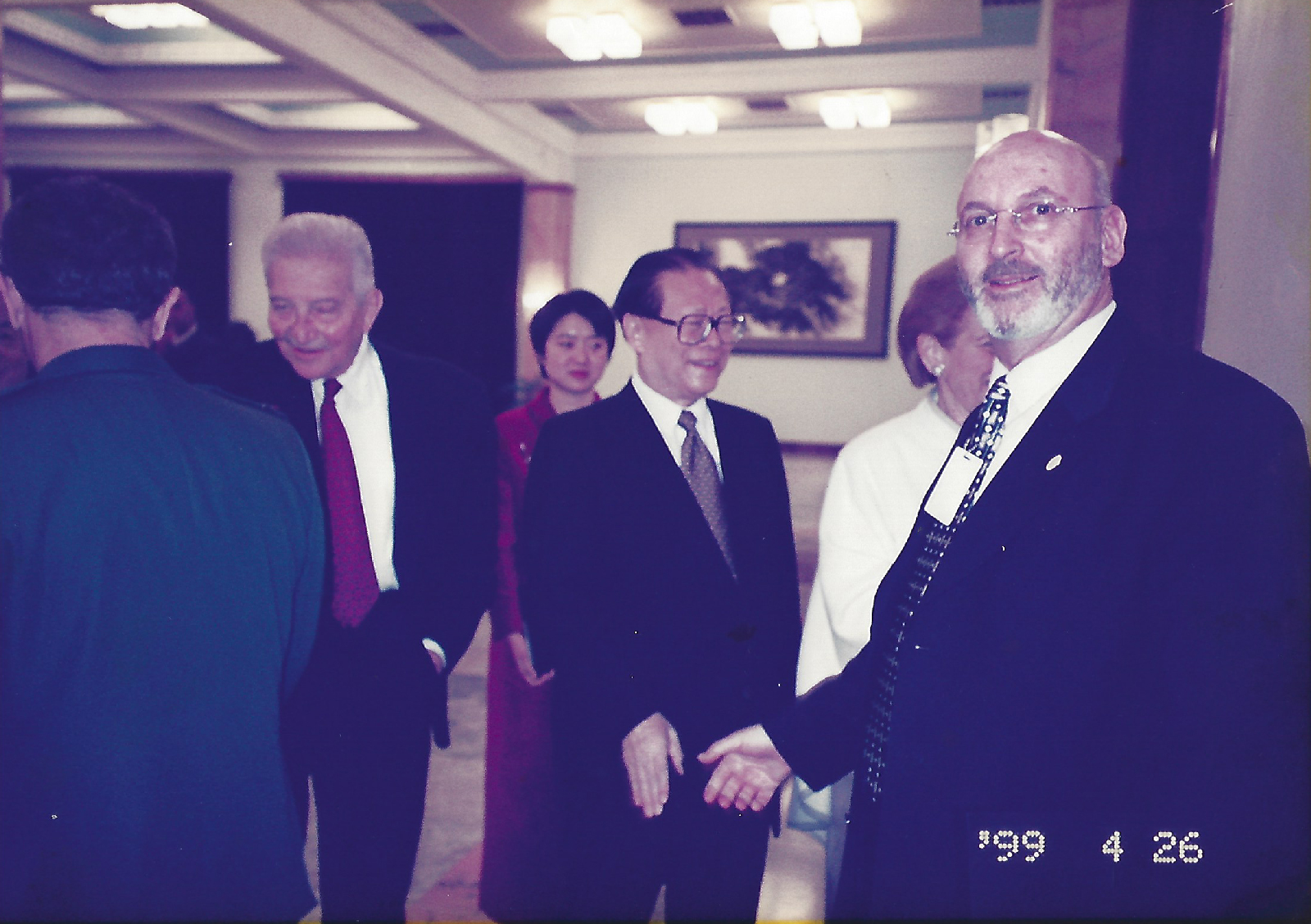 Haim Shafrir with Chinese and Israeli Presidents